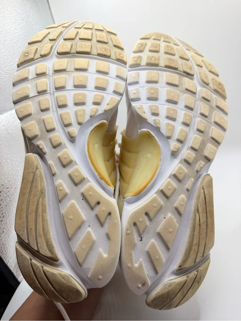 Nike Women's Pale Yellow and White Slip-On Athletic Sneakers
